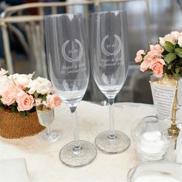 Personlige champagne glas i gaveæske